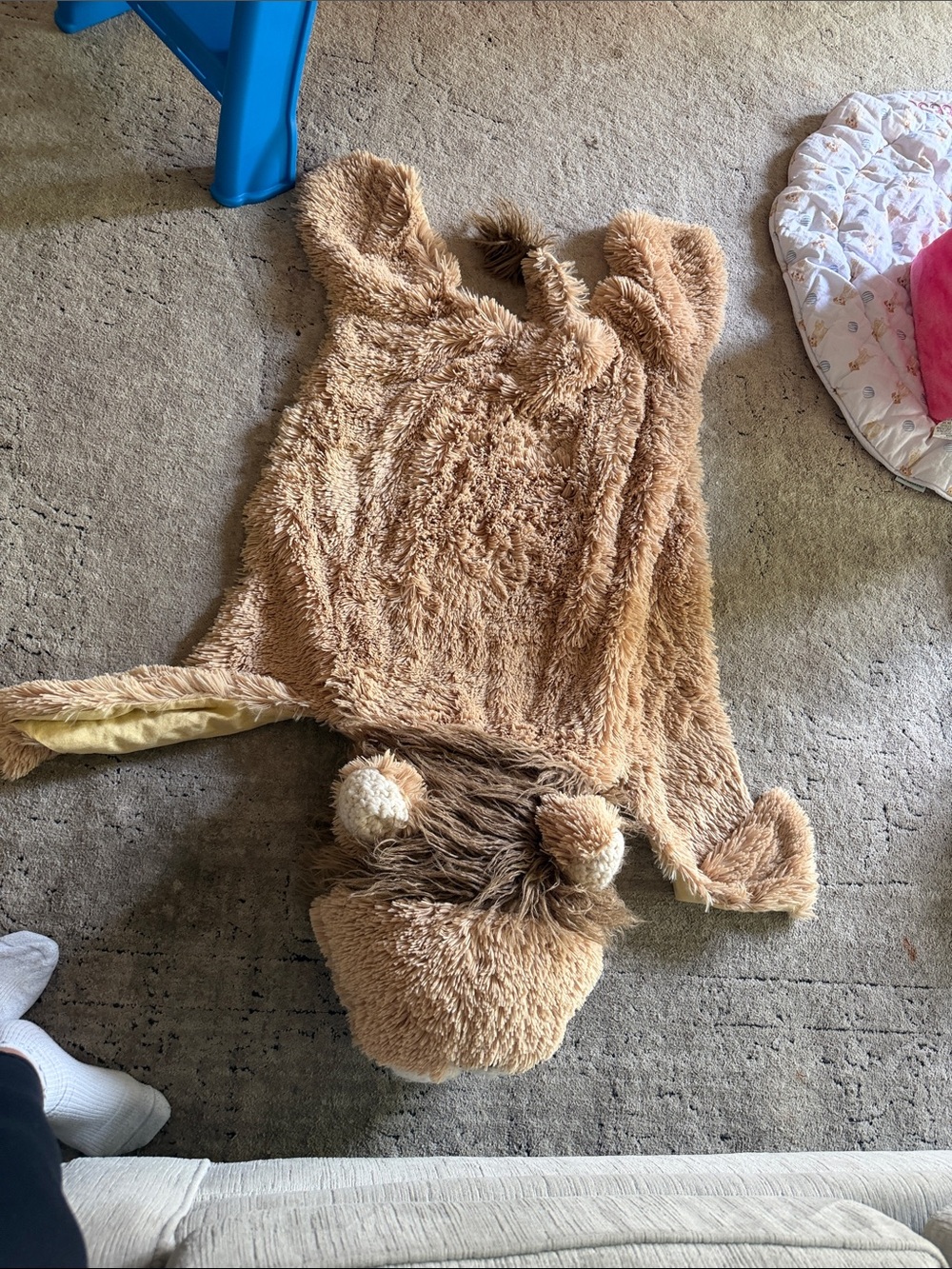 Kids Plush lion rug Hooded Tunic - Brown